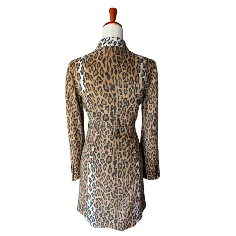 Moschino Cheap and Chic Leopard Print Trench Coat Brown Animal Pattern Size 6 - Picture 4 of 10